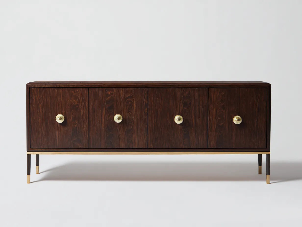 Credenza Sala Da Pranzo 190×45×80 cm in legno marrone scuro e oro - stile elegante con contenimento