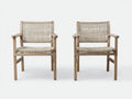 Set Sedia da relax all'aperto balcone 60×65×79 cm in legno marrone chiaro e corda beige - design intrecciato con braccioli