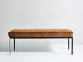 Panca imbottita in similpelle e metallo 155×42×45 cm - marrone/nero - seduta essenziale per camera da letto