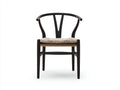 Sedia da pranzo in legno e corda 57×55×80 cm - nero/beige - schienale curvo stile nordico