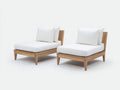 Coppia Sedia da relax all'aperto balcone 75×82×78 cm in legno marrone chiaro e tessuto bianco - stile naturale con seduta imbottita