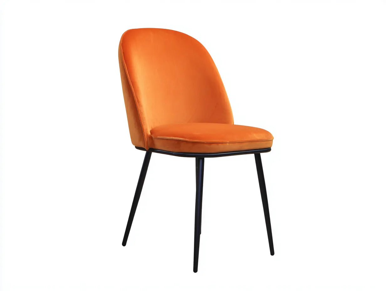 Sedia da pranzo 49×58×84 cm - tessuto arancione e metallo nero - design moderno per sala da pranzo