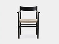 Sedia da pranzo in legno e corda 56×55×78 cm - nero/beige - con braccioli stile moderno
