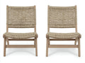Set di 2 sedie da relax all'aperto in legno e corda 64×70×72 cm - beige/marrone chiaro - stile naturale per balcone