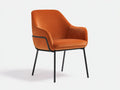 Sedia da pranzo 59×61×87 cm in tessuto arancione e struttura nera - stile moderno con braccioli