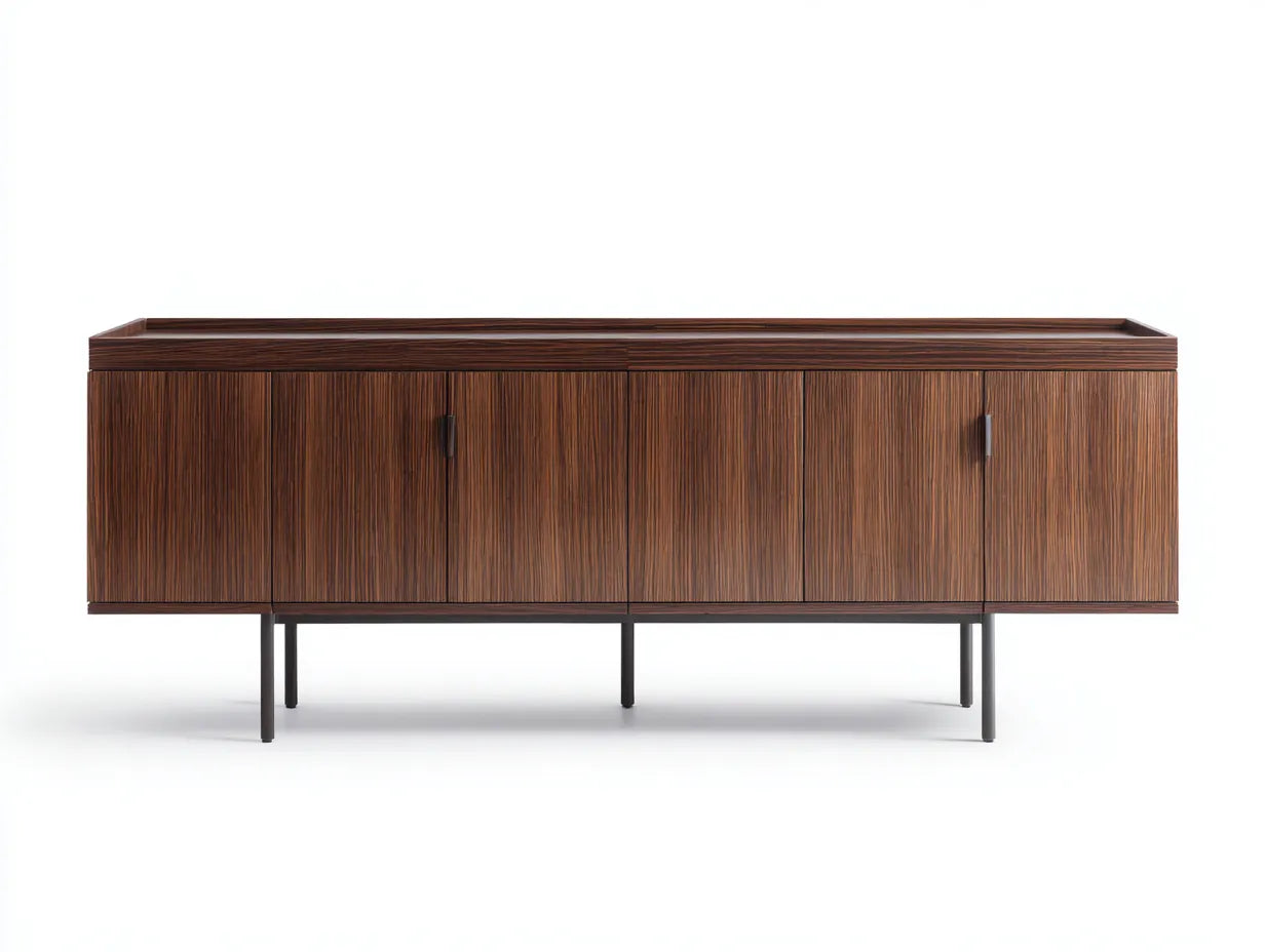 Credenza Sala Da Pranzo 200×45×82 cm in legno marrone scuro e nero - design contemporaneo con piano bordato