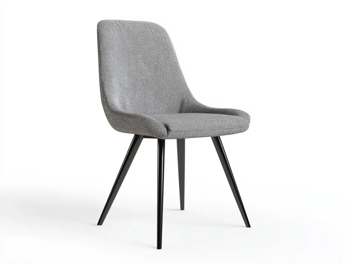 Sedia da pranzo 58×60×86 cm - tessuto grigio e metallo nero - design moderno per sala da pranzo