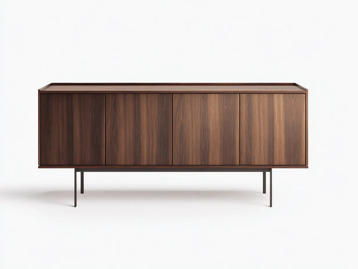 Credenza in legno e metallo 190×40×82 cm - marrone/nero - buffet lineare per sala da pranzo