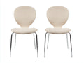Set di 2 sedie da pranzo in tessuto e metallo 49×54×83 cm - beige/cromato - stile moderno
