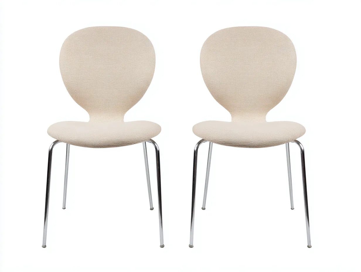 Set di 2 sedie da pranzo in tessuto e metallo 49×54×83 cm - beige/cromato - stile moderno
