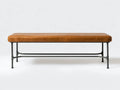 Panca camera da letto 150×42×48 cm in similpelle marrone e metallo nero - stile industriale con seduta imbottita