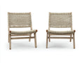 Set di 2 sedie da relax all'aperto in legno e corda 60×68×74 cm - beige/marrone chiaro - stile naturale per balcone