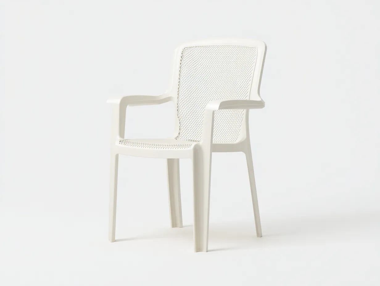 Sedia da pranzo balcone 56×58×85 cm in polipropilene bianco - design traforato ergonomico con braccioli