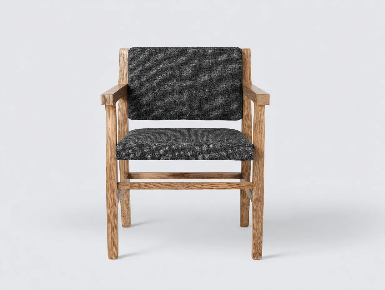 Sedia da relax all'aperto balcone 61×64×84 cm in legno marrone chiaro e tessuto grigio scuro - stile moderno con braccioli