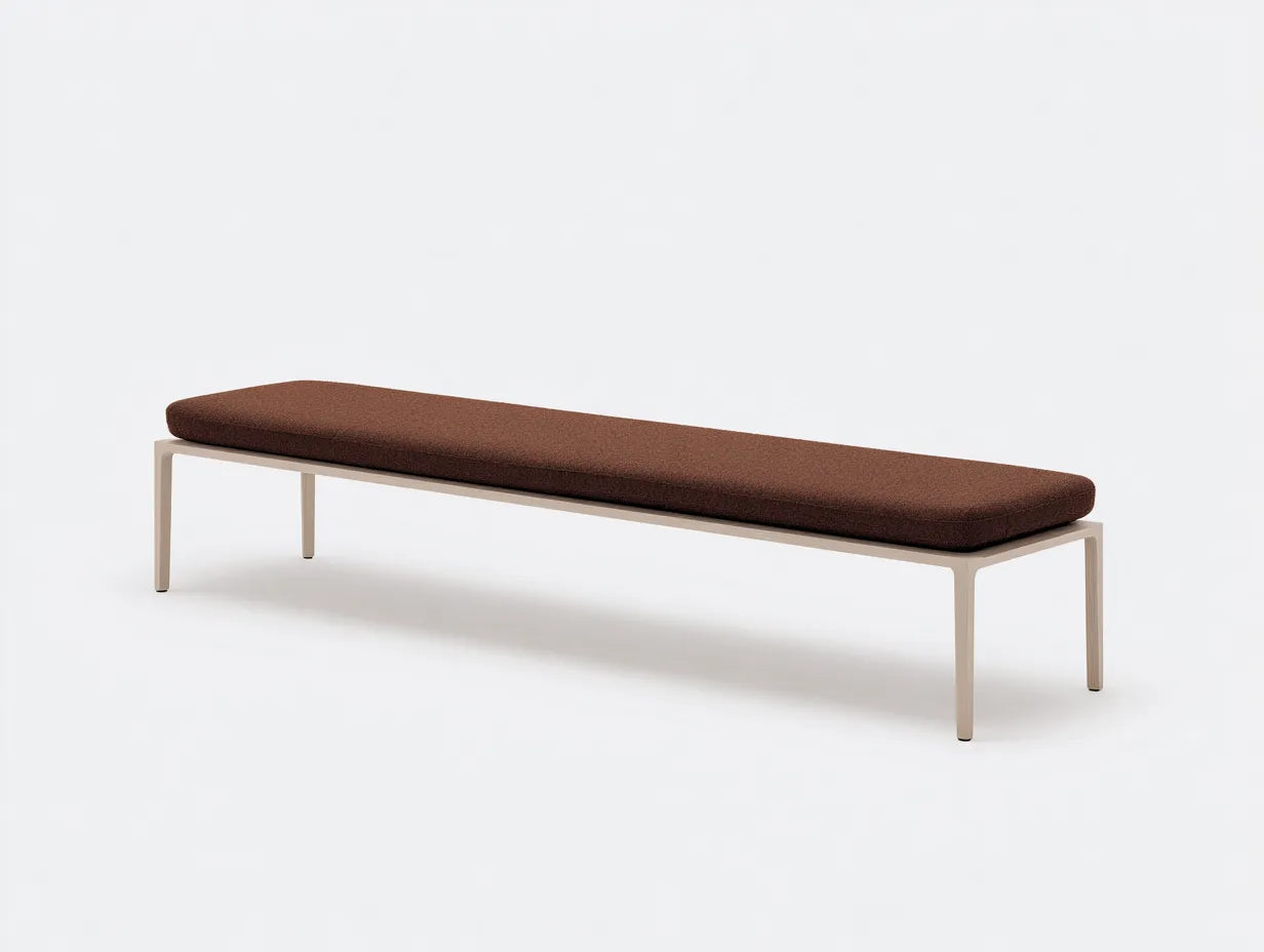 Panca imbottita in similpelle e metallo 145×41×47 cm - marrone/nero - seduta moderna per camera da letto