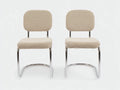 Set di 2 sedie da pranzo 52×58×82 cm - tessuto beige e metallo argento - stile moderno per sala da pranzo